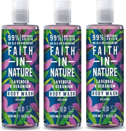 FAITH IN NATURE – Body Wash Lavender & Geranium – 3 pak – Ontspannend - Natuurlijk