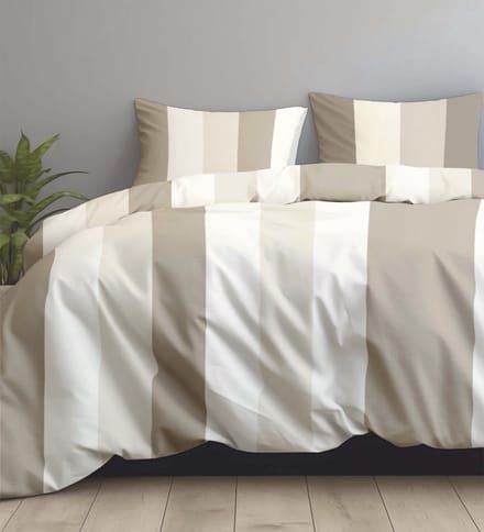 Dekbedovertrek - Micropercal - Soepel & Zacht - 240 x 220 cm - Beige Lines