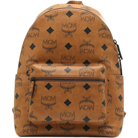 MCM Maxi Groot Logo Design Monogram Print Klassieke Studded Gecoat Canvas Rugzak Unisex rugzak Bruin Cognac MMKDAVE01CO001 Basic Set (Bag+Dust Bag)