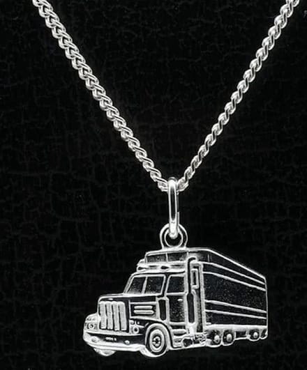 Zilveren Vrachtwagen ketting hanger - groot