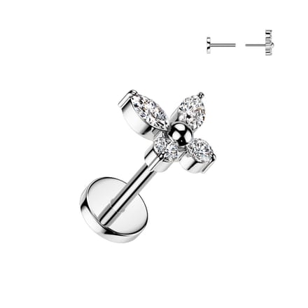 Piercing titanium vlinder push in 0.8x6 - zilver - LMPiercings