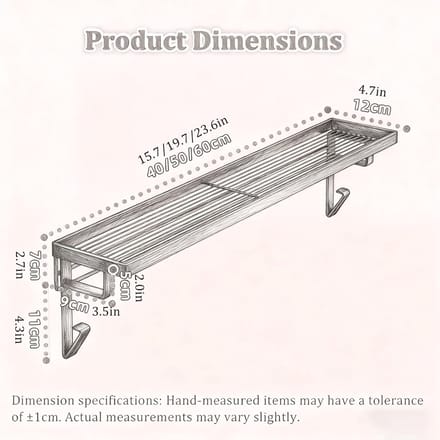 Radiatorplank Opbergrek - Extra Opbergruimte - Ruimte Maximaliseren - Gereedschapsloze Montage - 40cm - Wit