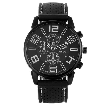 Fako® - Herenhorloge - Pinbo - GT Deluxe - Wit