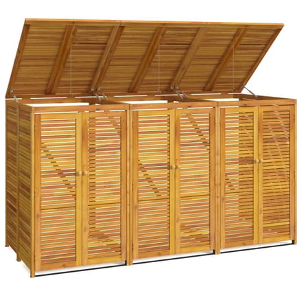 vidaXL - Afvalbakberging - drievoudig - 210x89x117 - cm - massief - acaciahout