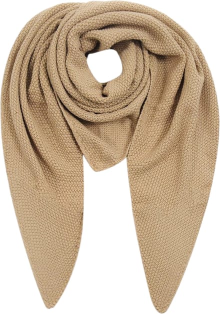 Gebreide Driehoekige Sjaal - Omslagdoek - Camel - 270 x 85 cm (01176#)
