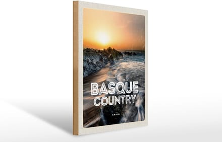 Holzschild Reise 30x40cm Basque Country Spain Baskenland