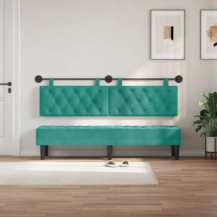 vidaXL - Hangend - hoofdbord - Turquoise - Fluweel