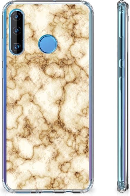 Huawei P30 Lite Anti-Shock Hoesje Marmer Goud