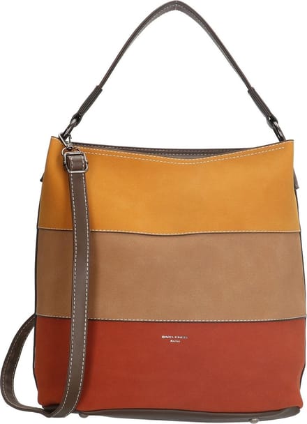 David Jones Hand & Omhang Schoudertas Buidel Tas Bruin Gestreept