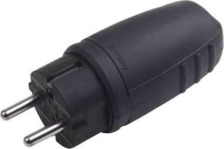 Veiligheidscontactstekker - rubber/kunststof - zwart - 250 V - 16 A