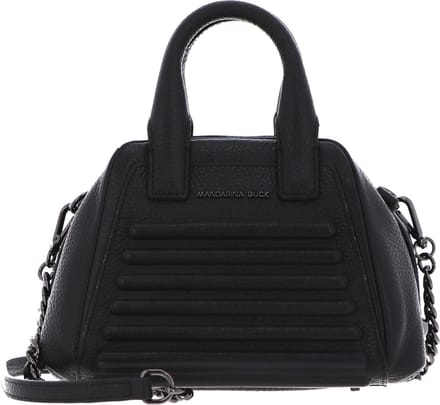 MANDARINA DUCK Leren Handtas Schoudertas I-Con Tote Nero Zwart