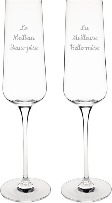 Champagneglas gegraveerd - 27cl - Le Meilleur Beau-père & La Meilleure Belle-mère