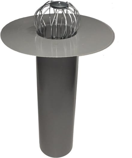 Platte dakafvoer DN 100 en DN 110 met bladvanger en flens voor bitumen en PVC