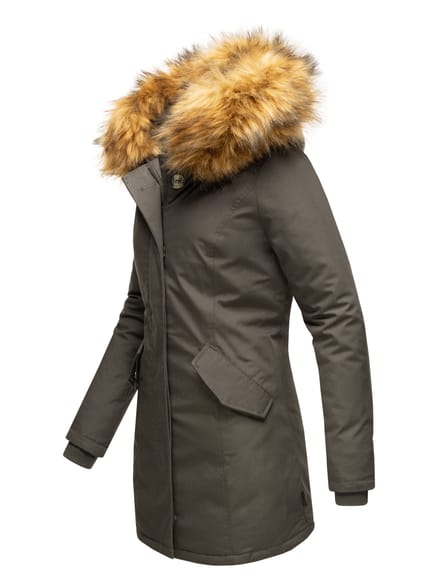 Marikoo dames winterparka met afneembare imitatiebontkraag & capuchon