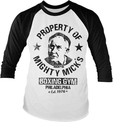 Rocky Raglan top -XL- Mighty Mick's Gym Wit/Zwart