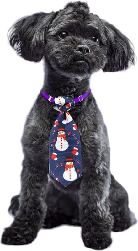 Kerst stropdas - stropdas hond - sneeuwpop blauw - 1 stuks