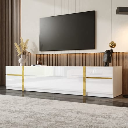 Sweiko TV-meubel - Hoogglans - Gouden randen - 4 lades - Wit