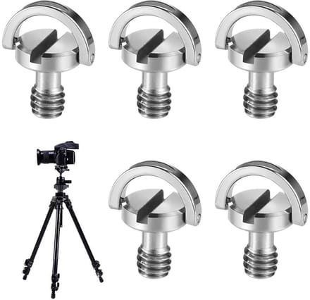 Bevestigingsschroef Camera - Statief Schroef - Camera Stabiliseren - Opklapbare D-ring - 5 Stuks 1/4" - Zilver
