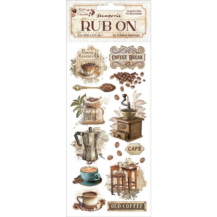 Stamperia - Coffee and Chocolate Rub-On 4x8,5 Inch Vintage Coffee Moments (DFLRB193)