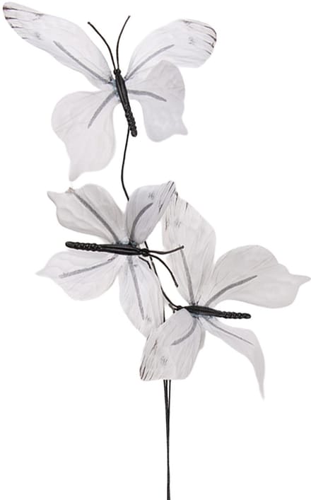 Clayre & Eef Decoratie Tak Vlinder 10x10x65 cm Wit Textiel