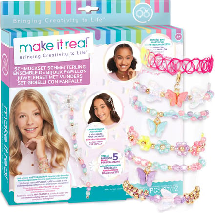 Make it Real - Juwelenset met Vlinders - Maak armbandjes, een choker en een haaraccessoire