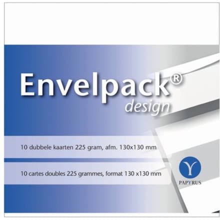 Dubbele kaart Papyrus Envelpack Design vierkant 130x130mm wit 894466 set van 10
