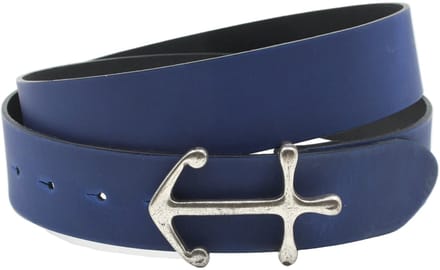 Dames riem blauw - Basic leren riem 4cm Anker gesp - Leer - Basic riem - Casual - Maat 100
