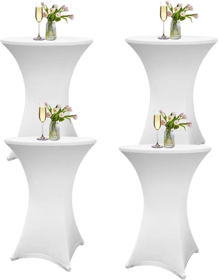 Statafelhoezen Set - Tafelkleed Elastisch - Feest Decoratie - Verstevigd Bij Poten - Ø 80-85 cm - Wit