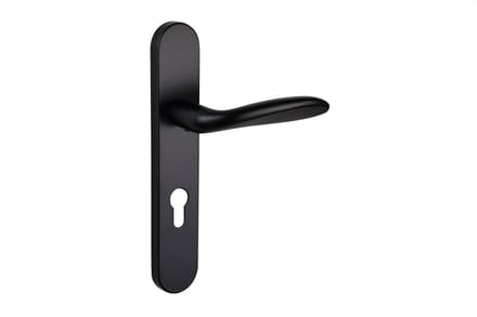 Lavuzo deurkruk Benevento Zwart met afgerond schild PC72 | Per set | Deurklink met schild