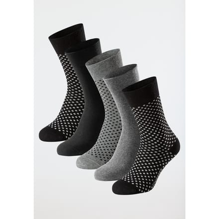 Schiesser Herensokken 5 Pack - Bluebird Heren Sokken - zwart, grijs