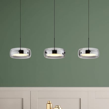 Globo LED hanglamp Livion, rookgrijs/zwart, glas, 85 cm