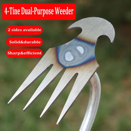 Weed Removal Tools - Weed Remover - Uprooting Tools - 4 Teeth Steel Manganese Forged Garden