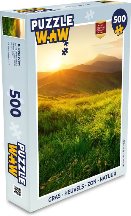 Puzzel Gras - Heuvels - Zon - Natuur - Landschap - Legpuzzel - Puzzel 500 stukjes