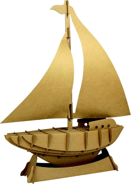 3D Model Karton Puzzel - Zeilboot Standaard Homedeco - DIY Hobby Knutsellen - 36x45x10cm