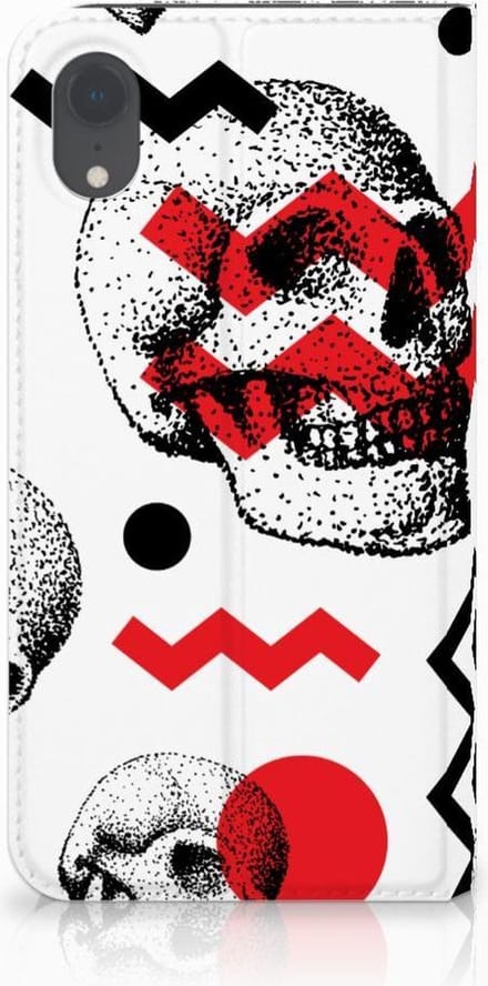 Mobiel BookCase Apple iPhone Xr Skull Red
