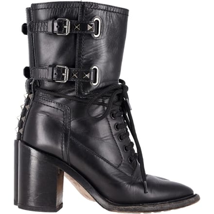 Valentino Garavani Rockstud Dubbelgesp Hakken in Zwart Leer