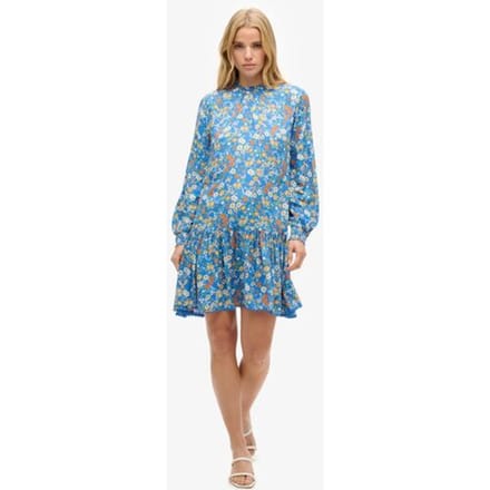 Superdry Mini-jurk met Hoge Halslijn Blauw Grootte: 36