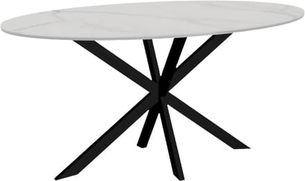 Eettafel ovaal 160cm Figo marmerlook wit ovale tafel steen