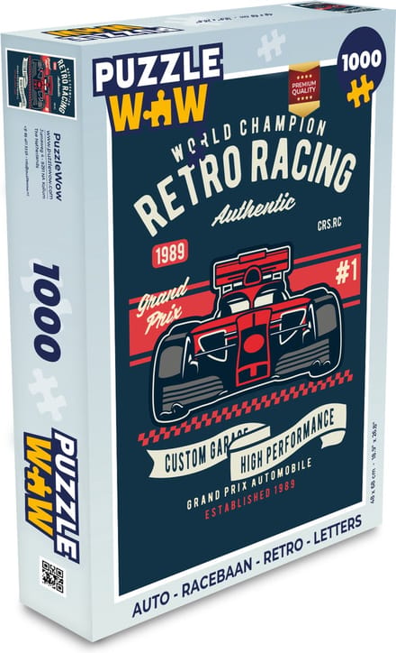 Puzzel Auto - Racebaan - Retro - Letters - Legpuzzel - Puzzel 1000 stukjes volwassenen