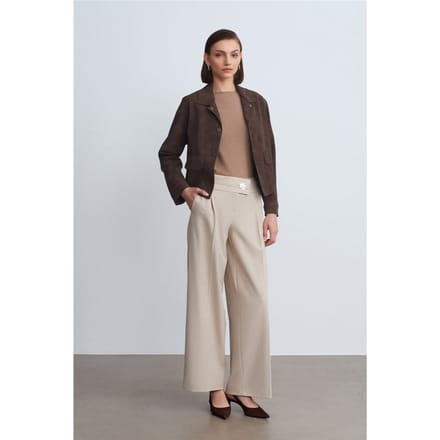 Hoge taille wijde broek van crêpe