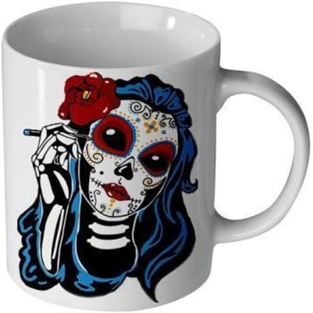 Mug en Céramique - MANIACASE - Calavera Mexicana - 30cl - Compatible Lave-Vaisselle - Blanc
