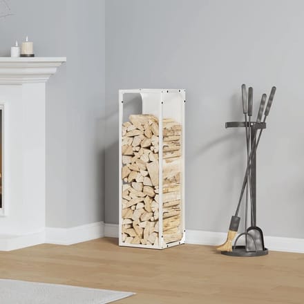 Houtrek - Houtopslag Kachel - Haardhout Opslaan - Robuuste Stalen Constructie - 25 x 80 cm - Wit
