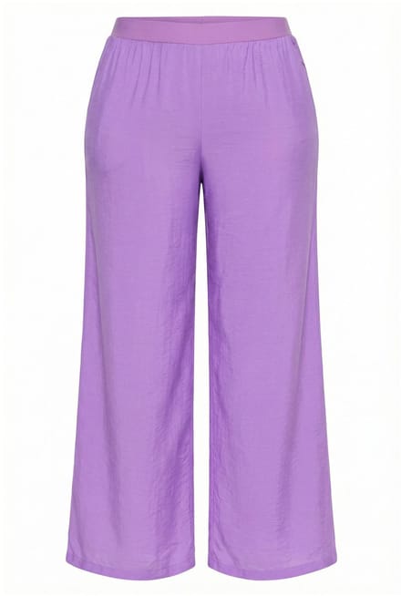 Ulla Popken - Dames - Instapbroek wijde pijpen structuur elastische tailleband - Licht violet - Maat 54+