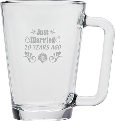 Gegraveerde theeglas 26cl Just Married 10 years ago