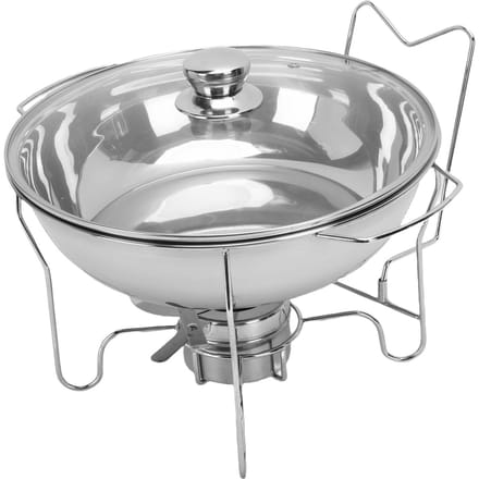 Chauffe-plats ronds pour buffet Set Chauffe-plats de buffet en acier inoxydable avec couvercle en verre Récipient à combustible Type 2