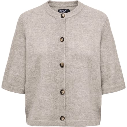 Only beige dames vest   Ronde hals   Regular fit   Gemeleerd patroon   Knoopsluiting   Korte mouw Beige XS