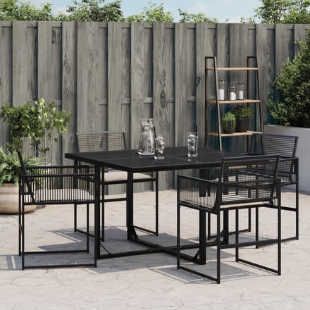 vidaXL - Tuinstoelen - 4 - st - met - kussens - poly - rattan - zwart