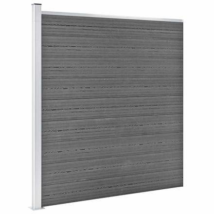 vidaXL - Schuttingset - 3 - vierkant - en - 1 - schuin - 619x186 - cm - HKC - grijs