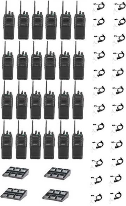 Set van 24 Kenwood TK-3701D IP55 Portofoon met multilader en beveiliging headsets