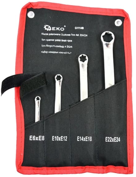GEKO Torx ringsleutelset - gepolijst - chroom vanadium - 4-delig - E6-E24
